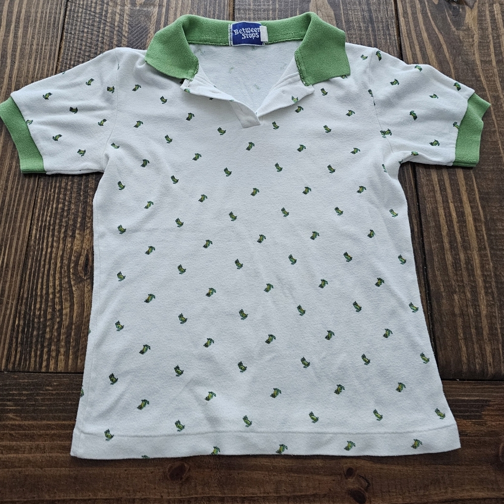 Vintage Between Stops Alligator Polo Shirt Medium Retro 70s 80s 90s